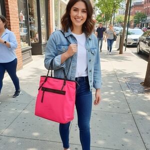 Michael Kors Leila Hot Pink Large Tote